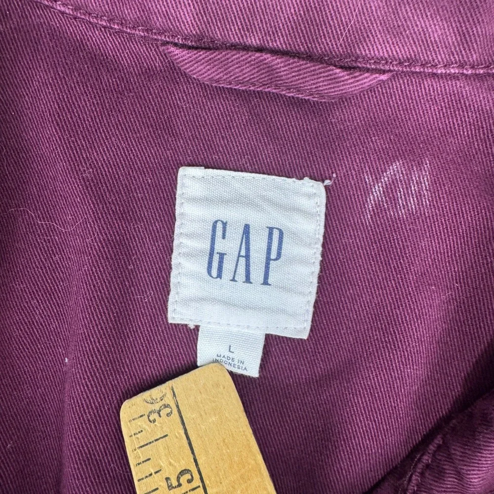 Gap Womens Core Utility Field Jacket Burgundy Cotton Canvas Wine Red Large - Picture 4 of 9